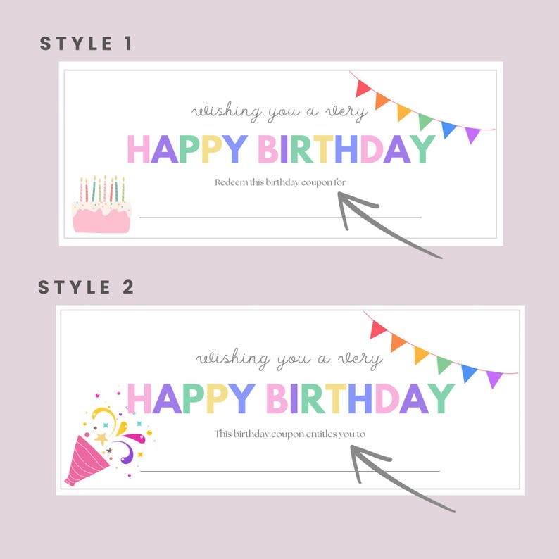 Birthday Gift, Printable Happy Birthday Coupons, Printable Coupon ...