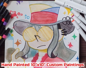Hand Painted Custom Cartoon Character Canvas Panel (10"x10")