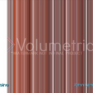 Op de afbeelding: Een digitale albumhoes met een gestreepte achtergrond in tinten rood, bruin en wit. De tekst "Imagine" staat links in blauw en "John Lennon" rechts in blauw.