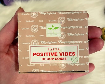 Positive Vibes Satya Cone Incense for Inspiring, Uplifting, Welcoming Positive Energies in to your Life, Home, Car, Business… etc