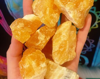 Orange Calcite Rough Crystal for Personal Transformation, Growth, Mental Clarity, Poisotve Energy, Creativity, Inner Power