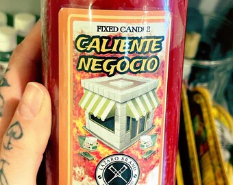 Heat Up The Business (Caliente Negocio) Dressed & Blessed 7 Day Candle for used for manifesting success in a business, Increase sales.