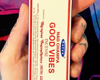 Good Vibes  Satya Incense for energetic and emotional cleansing, clearing away stagnant or negative energy, inviting peace & clarity