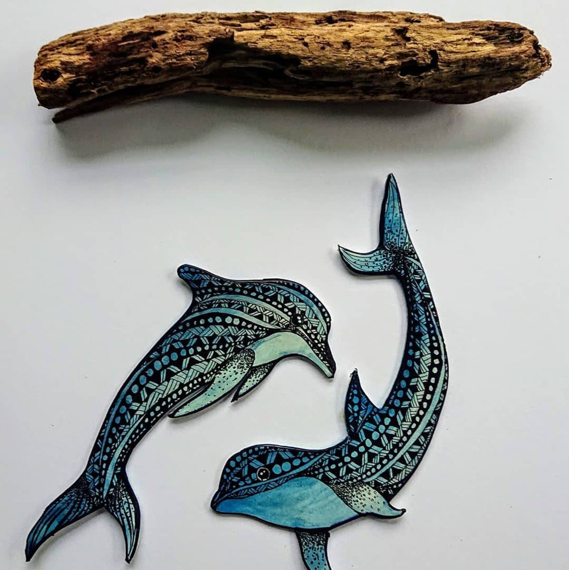 Hand Painted Dolphins Wall Hanging Made of Handrolled Clay Etsy
