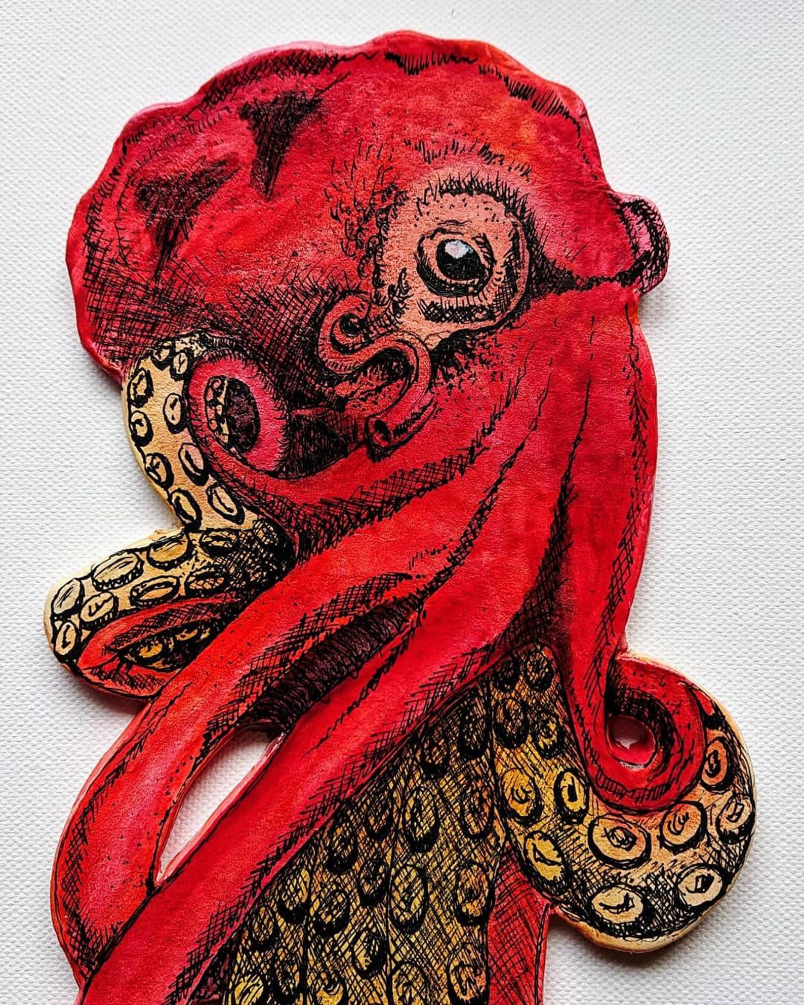 Hand Painted Octopus Wall Hanging Made of Hand Rolled Clay Etsy