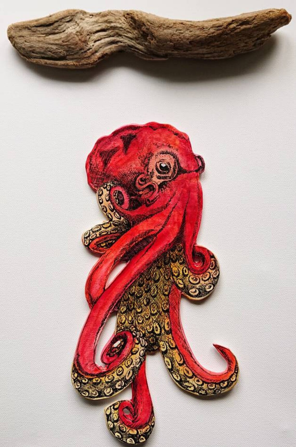 Hand Painted Octopus Wall Hanging Made of Hand Rolled Clay Etsy