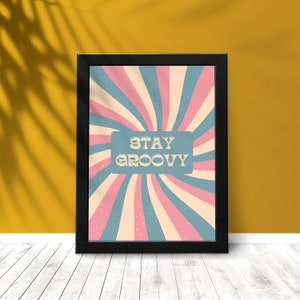 Pastel Groovy Retro Motivational Wall Art // Groovy Wall Decor, Funky Prints, Instant Download, Vibes Wall Decor, Retro Home Decor