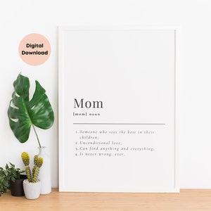 Funny Mom Definition Poster | Funny Mother&#39;s Day Gift, Printable Mom Poster, Mom Birthday Poster, Baby Announcement Art, Definition Print