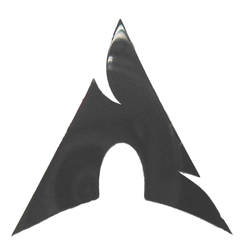 May include: A black, stylized letter 'A' logo with sharp, angular edges and a distinctive cutout. The design has a modern, minimalist aesthetic, set against a plain white background.