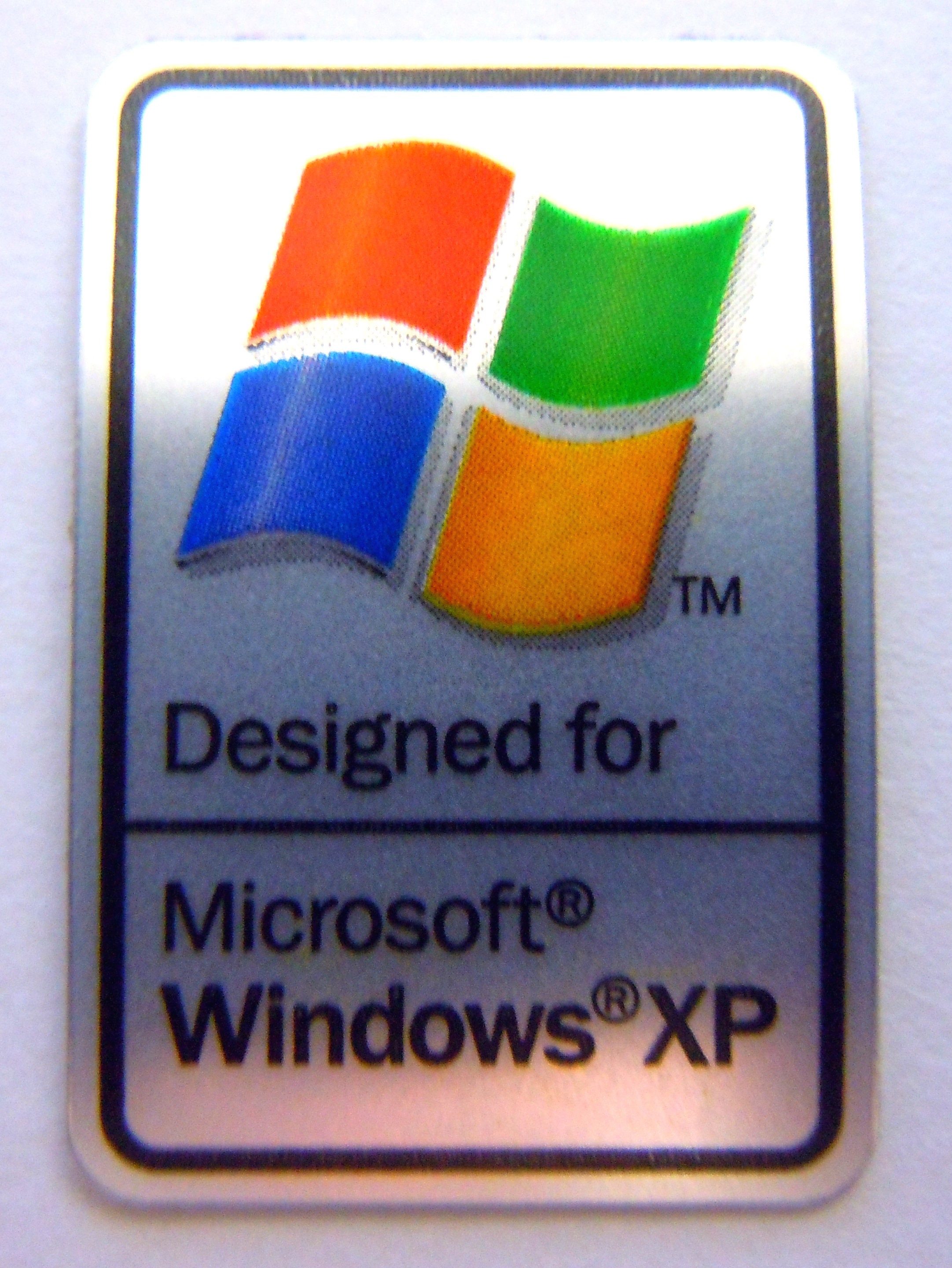thumbnail image 2 of Retro Windows XP Sticker Set – Case Badge Decal – 2 Pieces – Silver & Black – Metallic Finish 2 of 4