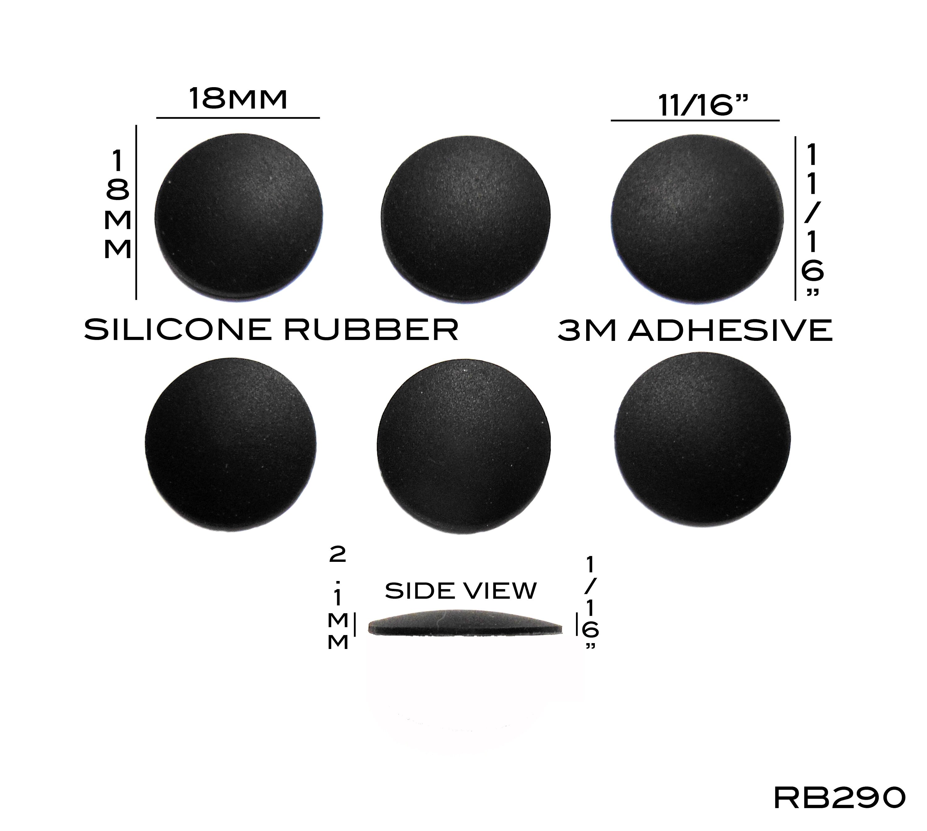 thumbnail image 2 of 3M Black Rubber Bumpons (100 Pack) - 8mm X 2mm Self-Adhesive Pads 2 of 6