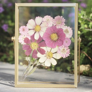Mixed Pink tone flowers pressed flower Herbarium frame, Botanical floating frame, Herbarium frame, home decor, birthday gift
