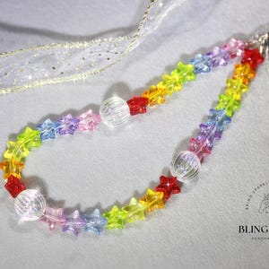 Regenbogen STERNE Handy Armband Handy Kette Regenbogen STERNE Perlen Brautjungfer Geschenk für sie Geburtstag