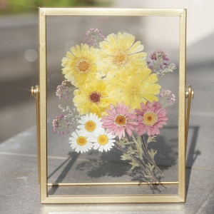 Mixed yellow pressed flower Herbarium frame, Botanical floating frame, Herbarium frame, home decor, birthdaygift