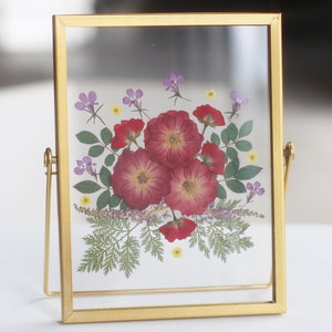 Geperste bloemenlijst, botanische kunstlijst, geperste gedroogde bloemenlijst met kristalheldere kwaliteit acrylplaat, verjaardagscadeau