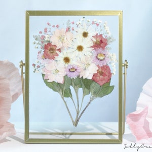 PINK color mixed pressed flower bouquet Herbarium frame, Floating frame, flower picture , Herbarium frame, floral gift, birthday gift