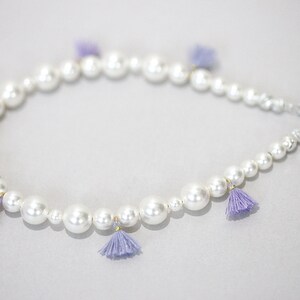 Pearl Phone Charm Strap Lanyard Handmade Cute Keychain Phone Chain Phone Charm Pearl with Purple Tassels Bridesmaids Gift for her birthday