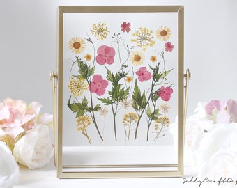 Pressed flower frame, Pressed Flower art Floating frame, herbarium frame, flower art frame Birthday gift for her Home Decor
