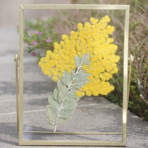 Hand gepresster gelber gepresster Blumenrahmen, Blumenrahmen, Geburtstagsgeschenk, Wohnkultur, Valentinstaggeschenk für sie