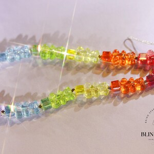 Bling Bling Phone Strap RAINBOW Jelly gummy bear candy beads bling bling Rainbow color cube crystals wrist Phone Strap Gift for her birthday