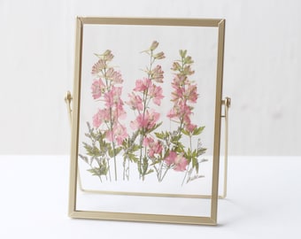 ＰＩＮＫ color Pressed Dried flower frame, Pressed flower frame, Floral herbarium frame, Herbarium Floating frame with pressed dried flower