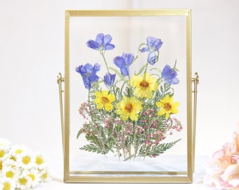 Pressed flower frame Pressed flower art frame Natural Hand Pressed flower Botanical floral herbarium frame home decor birthday gift for her