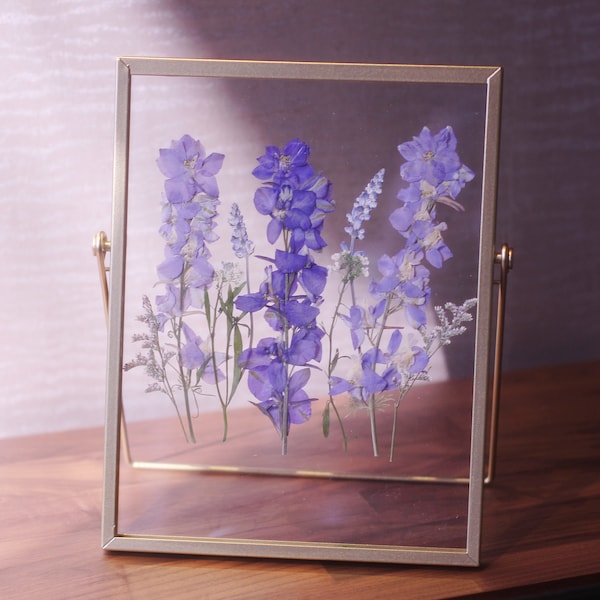 Purple Pressed flower frame, Pressed flower floating Frame, Pressed Dried Flower frame, Herbarium Frame, Mother's day gift, birthday gift