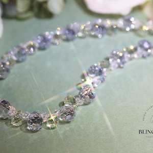 Ciondolo per telefono Bling Bling, ciondolo per telefono, colore azzurro, goccia sfaccettate, catena per telefono con perline scintillanti, regalo per damigelle d'onore per il suo compleanno