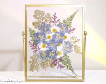 押し花フレーム、押し花アート、本物のドライフラワー、ボタニカル