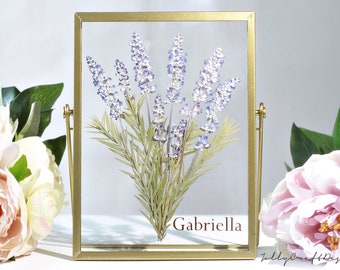 Personalized Name Pressed flower frame, Custom Name Floral frame, Herbarium frame, flower art frame Birthday gift gift for her