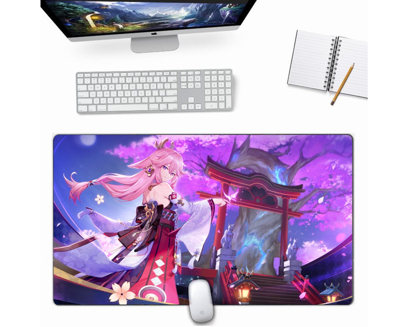 Genshin Impact Yae Miko Mouse Pad Mat Large Desk Keyboard Play Etsy
