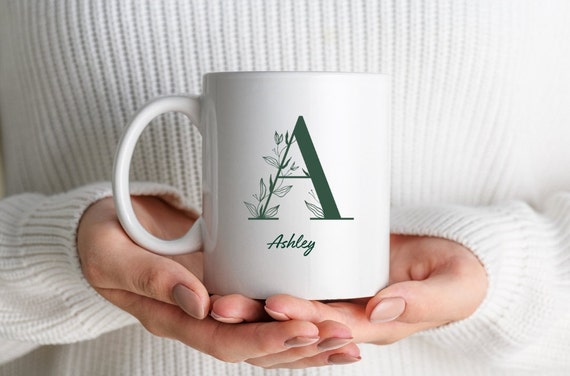 Custom Letter L Floral Mug – Personalized Gift With Gold Initial – Extra Large 11oz Ceramic Cup For Coffee Or Tea