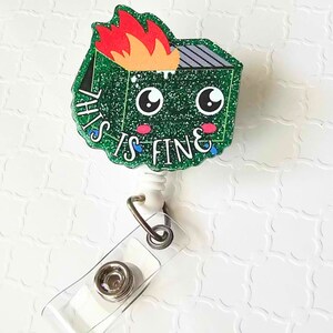 Nurse Badge Reel This Is Fine Badge Reel Cute Retractable Badge Holder Medical Staff ID Badge Reel Gift for Nurses Funny Nursing Badge Reel
