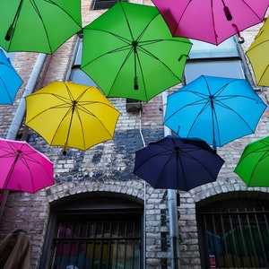 Umbrella Alley, Redlands California, Colorful Umbrellas photo Print, Digital Download