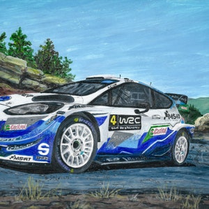 Ford fiesta WRC car, acrylic painting, digital download, Rally Print, Printable Wall Art, Rallycars Prints, Rally Decor, Rally Art, Download