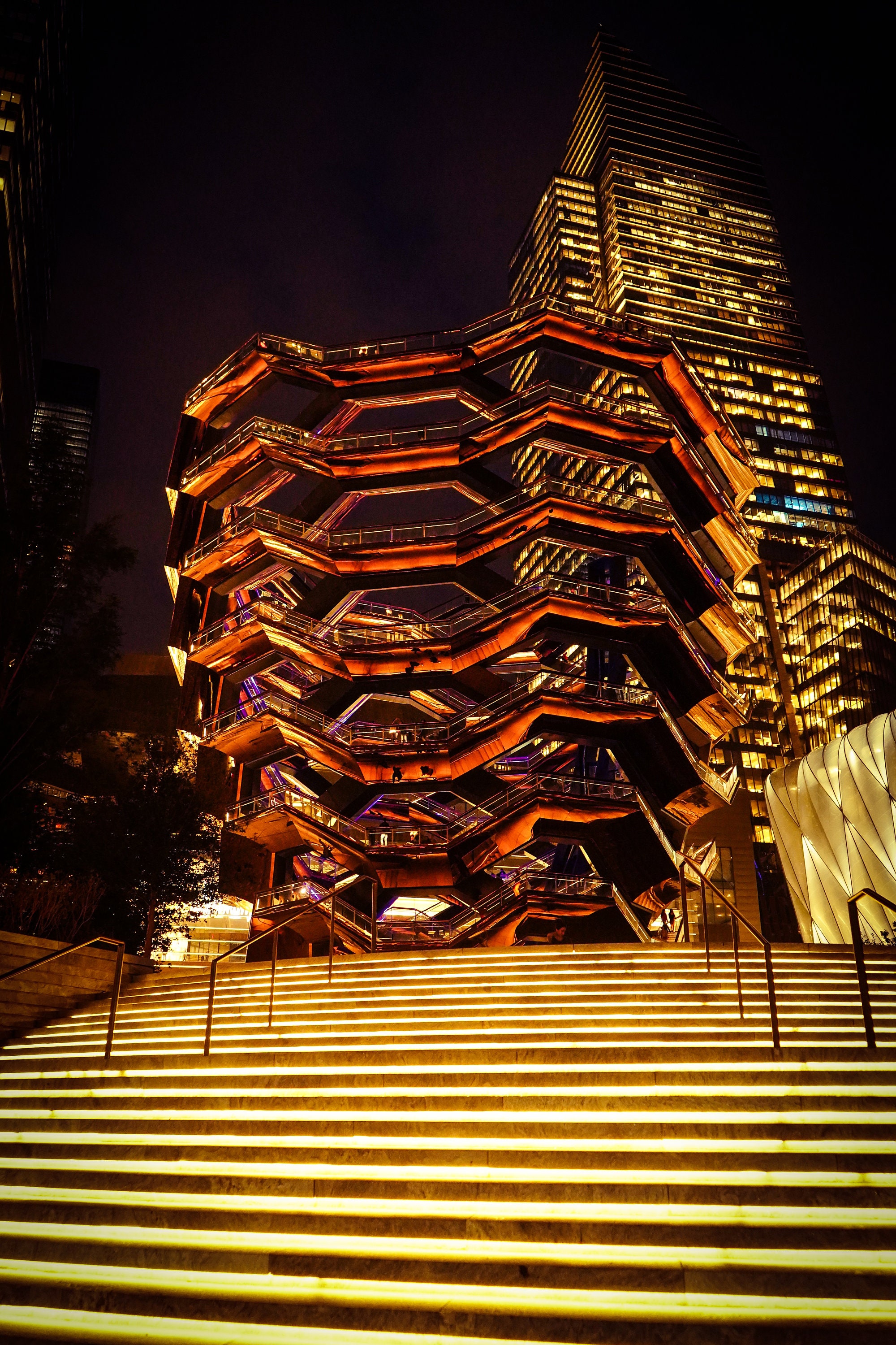 The Vessel New York by Night Night Photography Landmark in Etsy