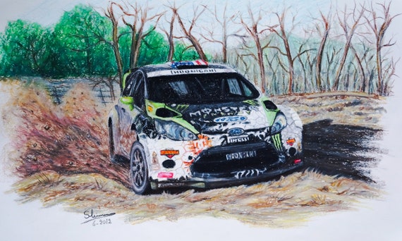 Ken Block Ford Fiesta Monster, Pastel Art Work, Painting, Drawing