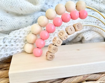 Personalized Rainbow Abacus | Natural Wood Baby Toy, Nursery Decor