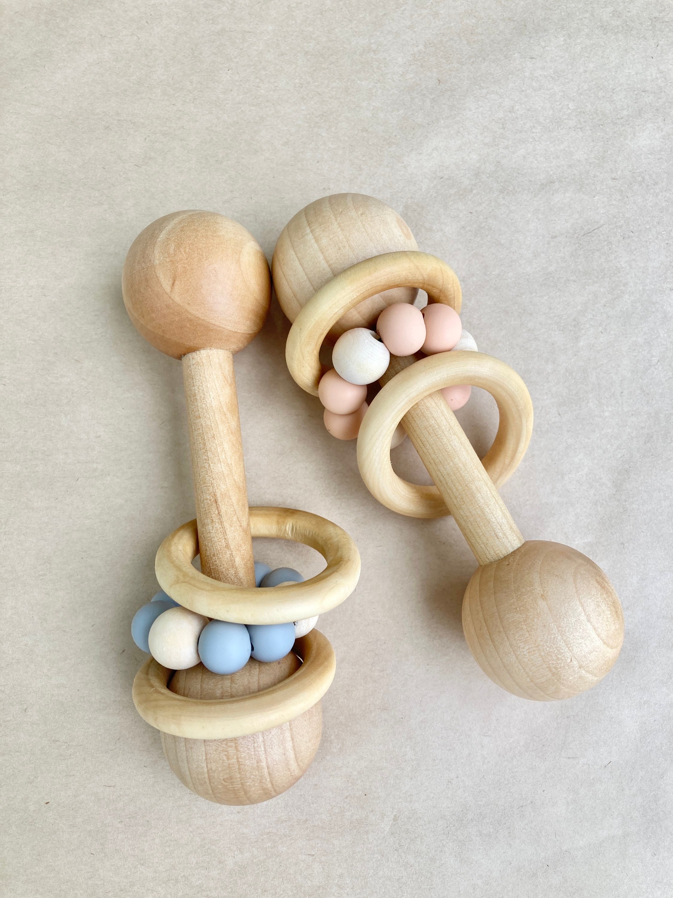 Montessori Wooden Baby Rattle Baby Wood Toy Natural Baby Etsy