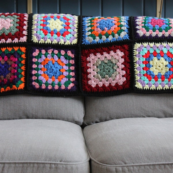 Vintage Classic Granny Square Afghan Blanket or Throw