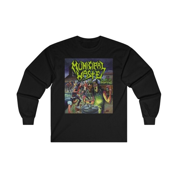 New Municipal Waste Long Sleeve Shirt Art Of Partying Thrash Metal Patch Ultra Cotton