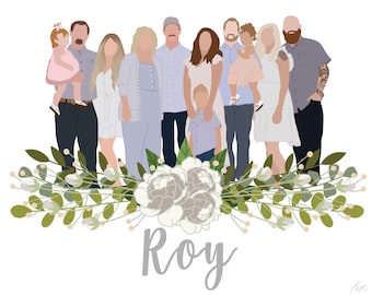 Custom Family Drawings 11-15 People