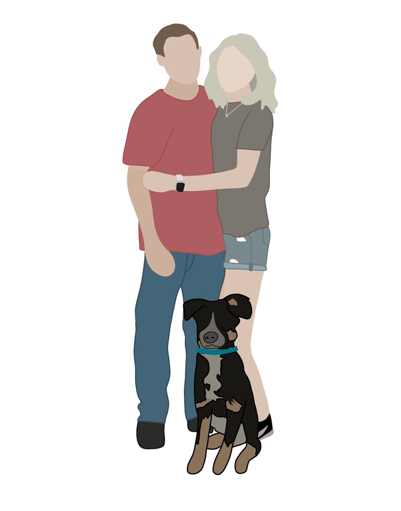 Custom Family Drawings with Dog