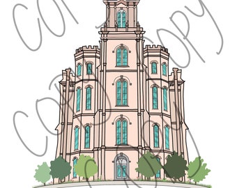 Manti Temple Digital Drawing