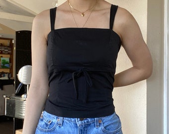 Vintage 90s Black Milkmaid Sleeveless Top by 579