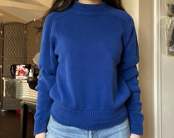 90s Vintage Royal Blue Knit Mockneck Sweater by LizWear Petite