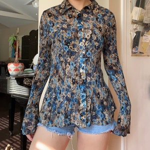 Y2K Ribbed Floral Long Sleeve Top