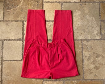 Vintage 80s 90s Red High Waisted Trousers by Chic 28/29W