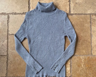Vintage 1990er Graues Langarm Rollkragen Top von Croft & Barrow