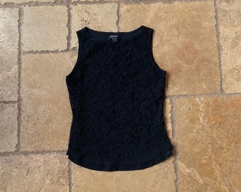 Vintage 90s Black Mesh High Neck Top by Ideology